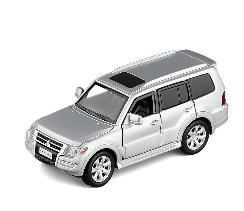 jkm1/32 三菱帕杰罗v97越野车六开门声光转向避震模型玩具车