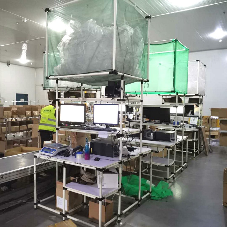 加工定制电商打包台仓库发货工作台精益管操作桌包装台产品复核台
