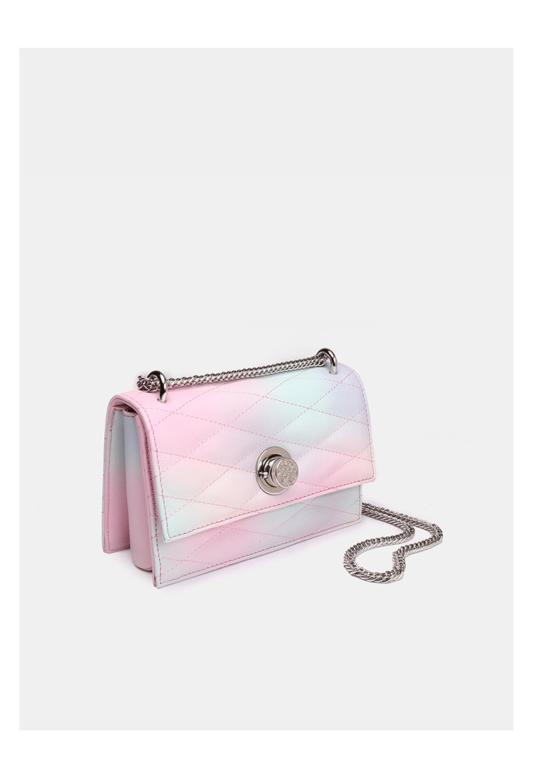 小ck包包女2020新款潮秋冬款百搭彩虹包小众设计小香风菱格链条包