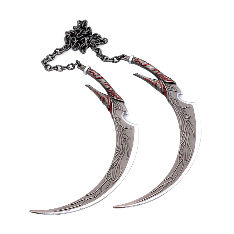 斗罗-大陆动漫周边胡列娜邪月融合技弯刀武器模型全金属摆件