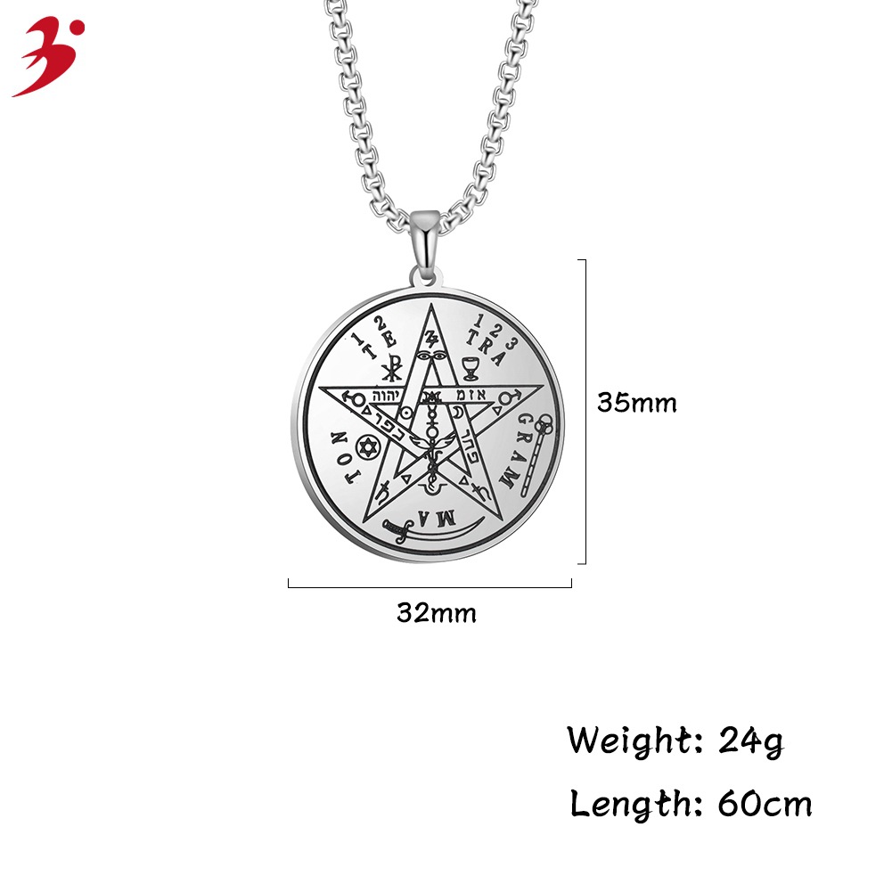 跨境新品配饰五角星魔法阵时光幸运五芒星韩国东大门情侣项链