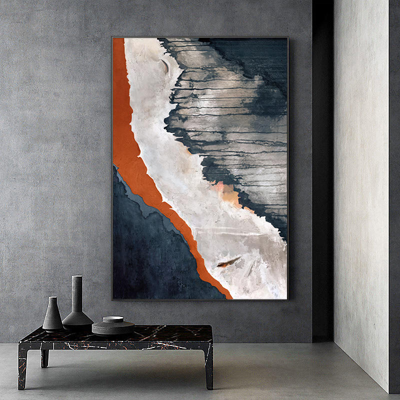 现代北欧玄关装饰画抽象油画艺术餐厅挂画竖版卧室画走廊过道壁画