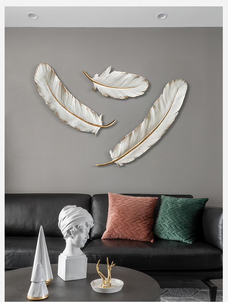 北欧墙面羽毛壁挂装饰 客厅玄关房间墙上饰品 电视沙发背景墙壁饰