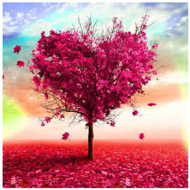 5d钻石画红色爱心树十字绣满钻心型树钻石绣客厅装饰画厂家直销