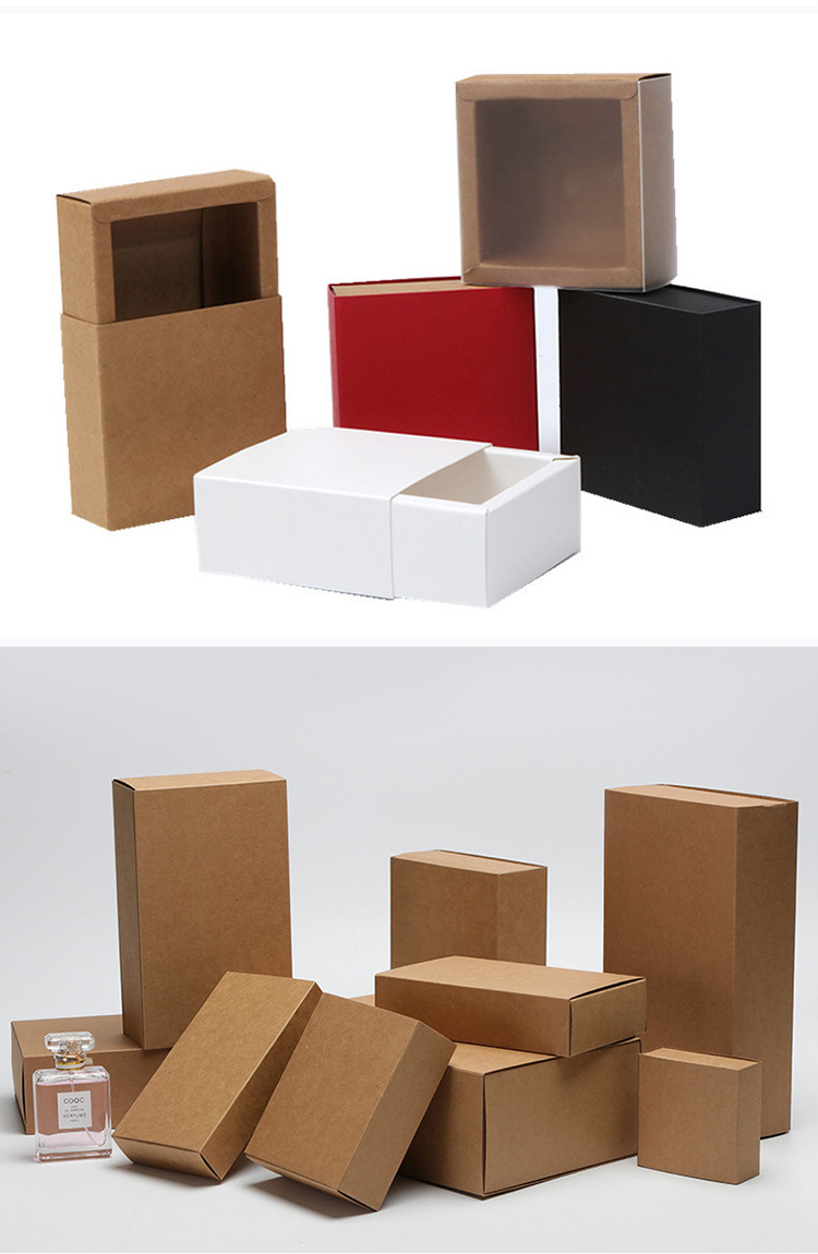 现货天地盖翻盖抽屉盒 创意滑盖礼品包装盒 饼干盒牛皮纸纸盒定制