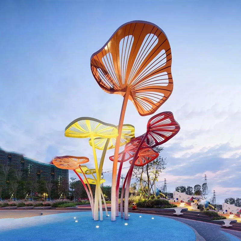 大型不锈钢雕塑廊架镂空花朵树雕塑公园户外园林景观创意金属雕塑