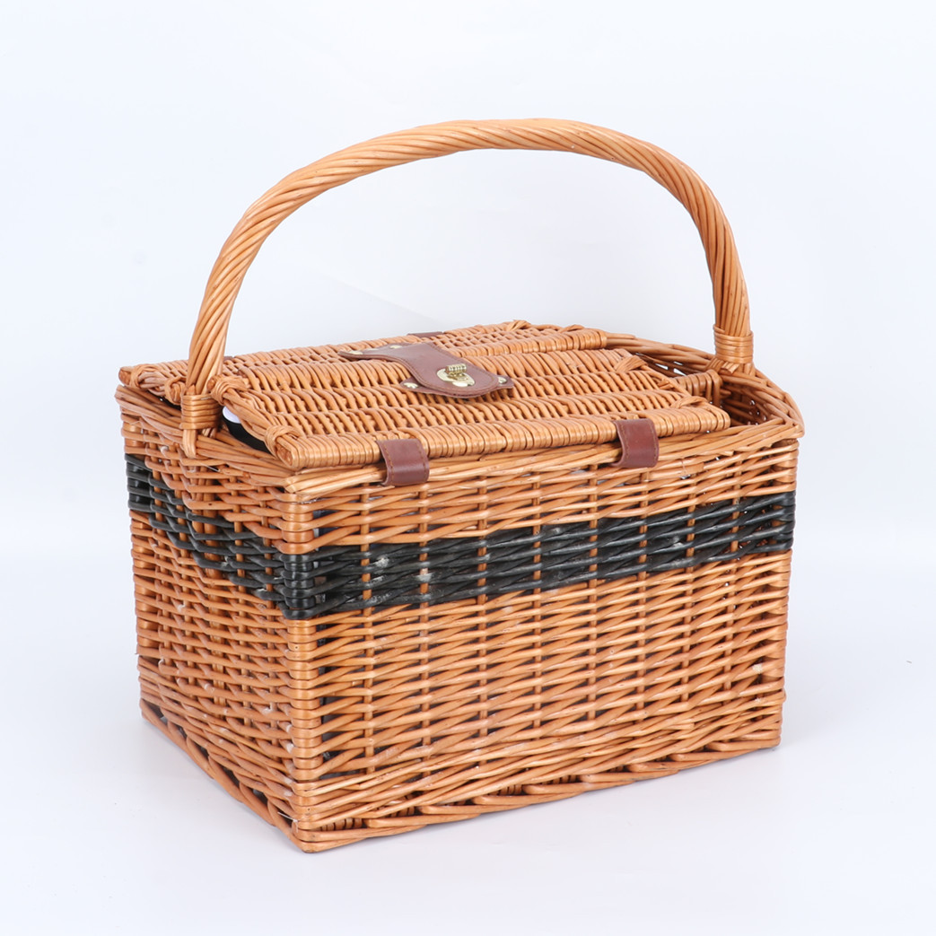 Wicker Picnic Basket Supply Picnic Basket with Partition Shandong Linyi Factory Wicker Factory Direct Sales Wicker Dining Basket
