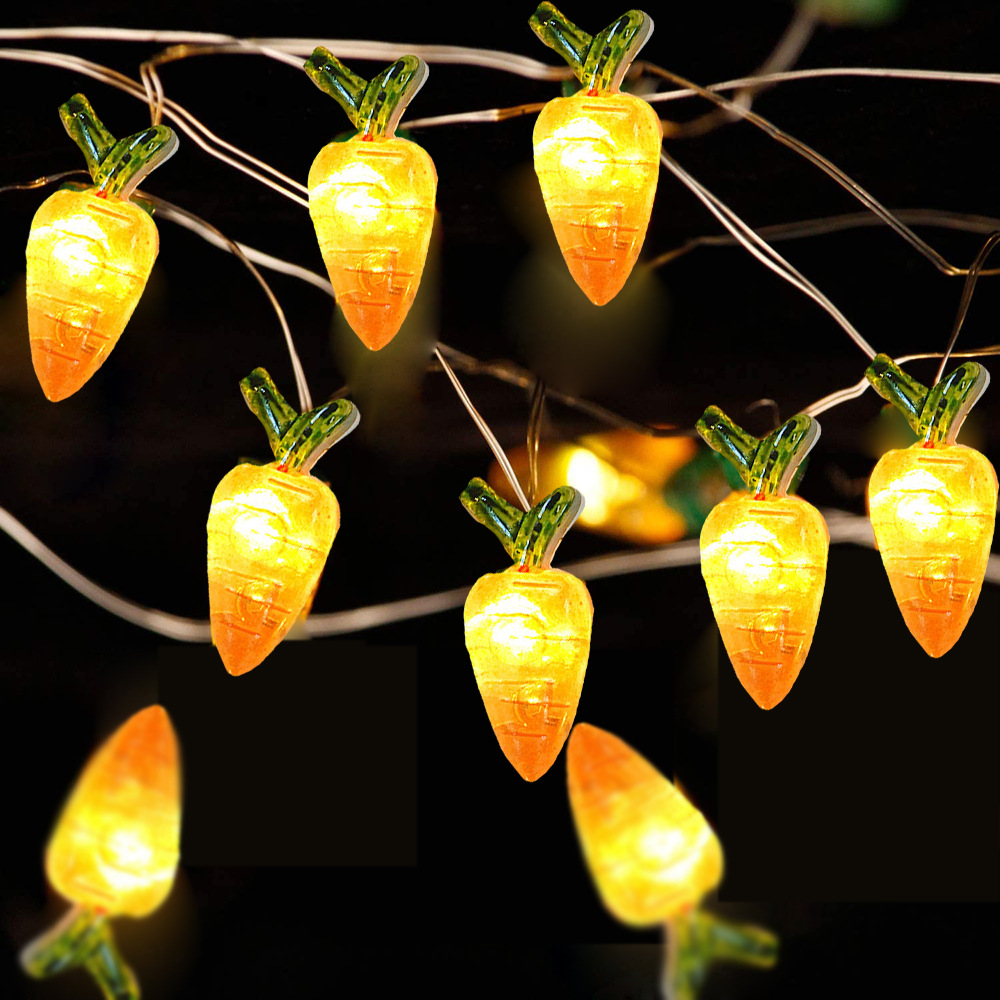 led胡萝卜造型灯串复活节系列兔子造型灯串彩蛋裂纹蛋派对装饰