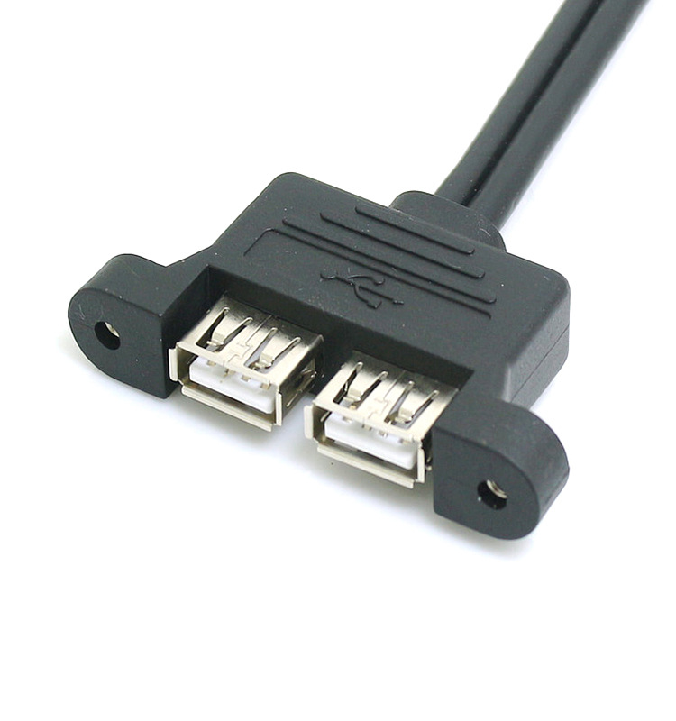 9针转双usb挡板线带螺丝孔可固定 主板9pin转双usb2.0两口扩展线
