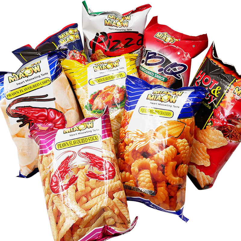 进口零食 马来西亚miaow妙妙虾条膨化鱿鱼卷60g 30包一箱