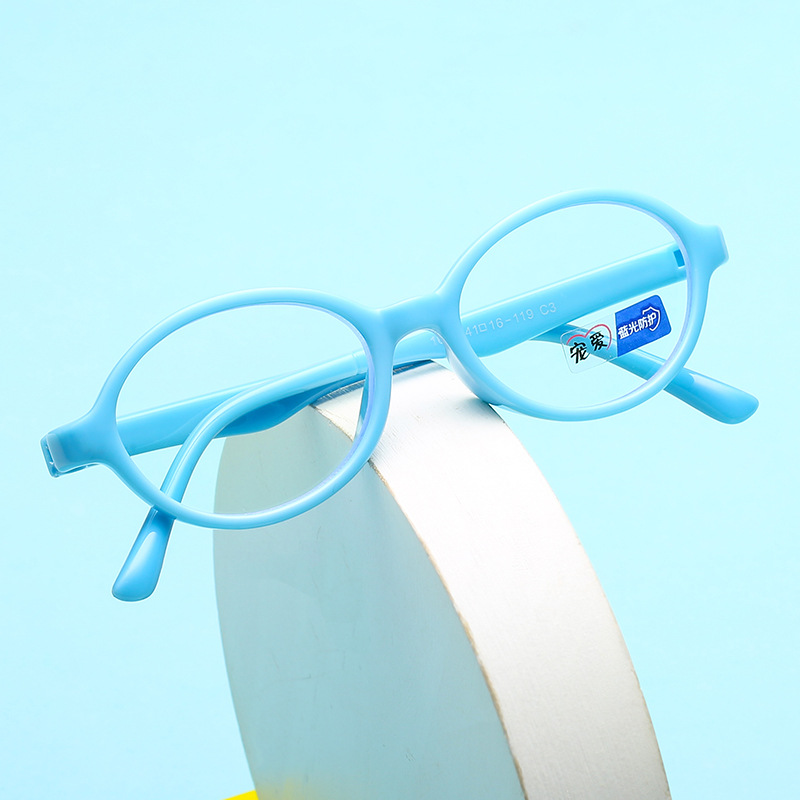 抗蓝光硅胶眼镜架儿童 2020新款圆形眼镜框潮 蓝框个性平光镜1677