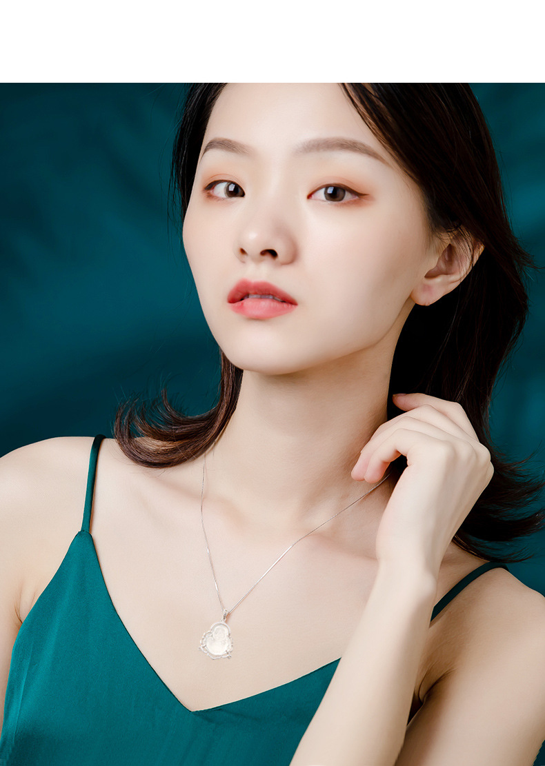 s925纯银水晶佛吊坠项链 正生民族风精致女戴佛转运平安玉石套链