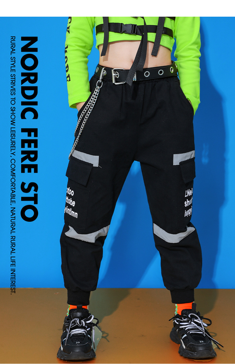 儿童街舞套装女童爵士舞蹈服女孩嘻哈服装炸街走秀潮衣演出服潮装