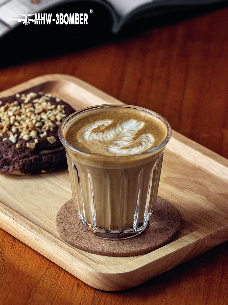 mhw-3bomber轰炸机咖啡玻璃杯 200ml澳白拿铁杯 透明耐高温咖啡杯