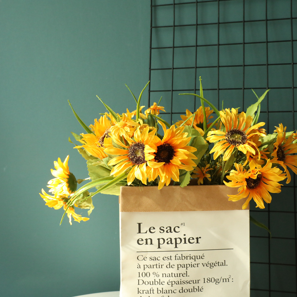 向日葵束仿真花厂家假花批发婚庆绿植物装饰品ins风跨境dy1-3309