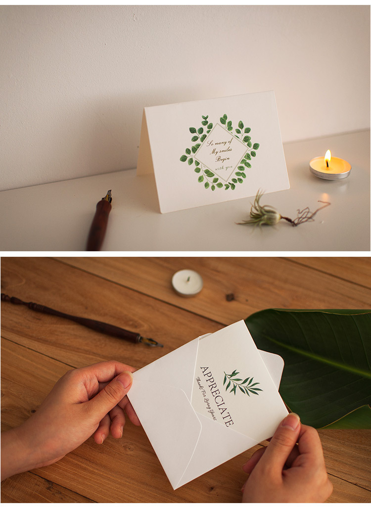 小清新员工生日礼物留言卡贺卡 唯美节日婚庆礼品卡片折叠贺卡