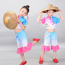 小荷风采儿童舞蹈服三沙海娃演出服赶海渔家女孩子秧歌表演服草帽