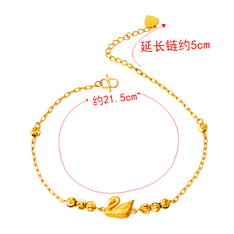 Light Luxury Imitation 18K Gold Anklet Swan Goddess Festival Gift Japanese and Korean Fashion Turn & Lucky Foot Ornaments Fresh