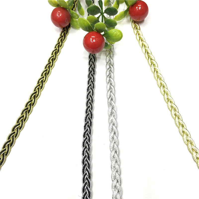 7cm金银丝编织带 人字纹辫子绳舞台装服装辅料花边特供