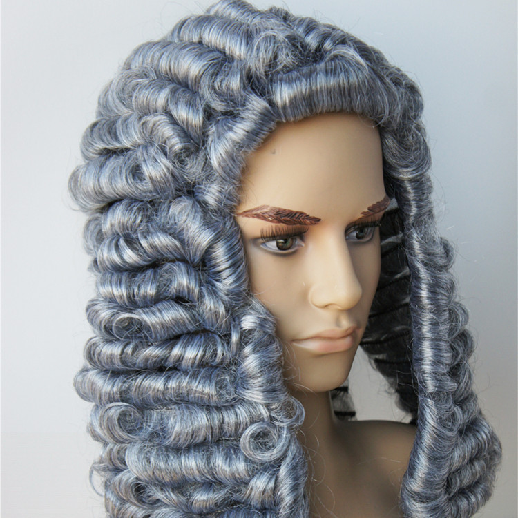 假发头套cosplay男女法官专用假发动漫 卷假发 灰假发无刘海假发