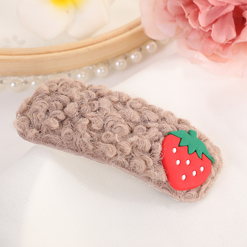 Cashmere All-Match Sweet Cute Cartoon Barrettes Strawberry Rainbow Little Red Flower Ins Style Women's Plush Barrettes
