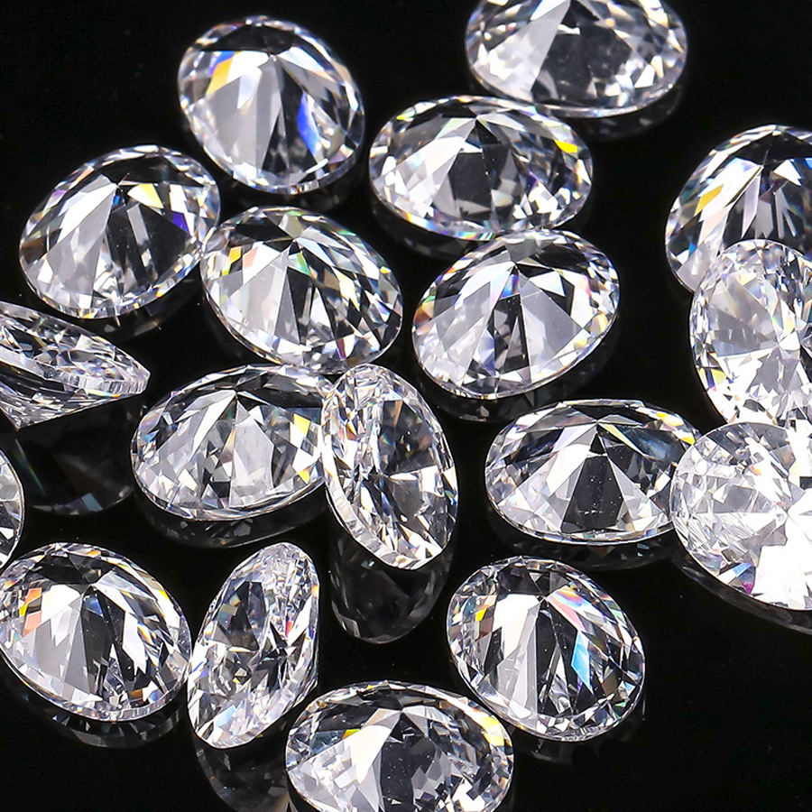 永佳宝石 白色蛋形锆石人造宝石高温蜡镶钻裸石戒面合成皓石批发