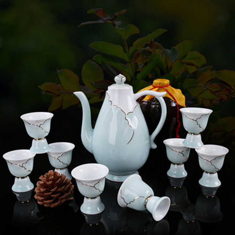 古代白酒杯套装酒具套装家用景德镇陶瓷仿古中式复古酒壶