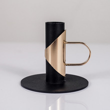 设计感烛台 创意金属切割黑金铁艺蜡烛台底座跨境亚马逊烛台