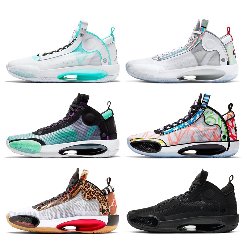 2020新品aj34男鞋简版白镭射黑猫全明星乔34篮球鞋男女