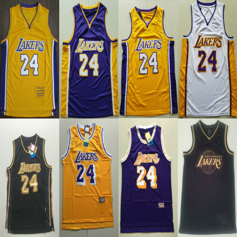 纪念 湖人队24号科比篮球服退役版科比复古球衣 kobe jersey-阿里巴巴