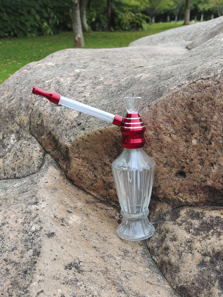 跨境专供新款玻璃水烟斗 大号细嘴可拆洗hookah pipe 花瓶造型