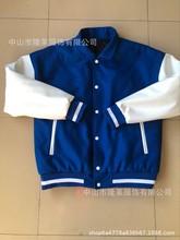 吊肩棒球服外套定做秋冬立领夹棉棒球衫呢料拼接PU皮棒球服定制绣