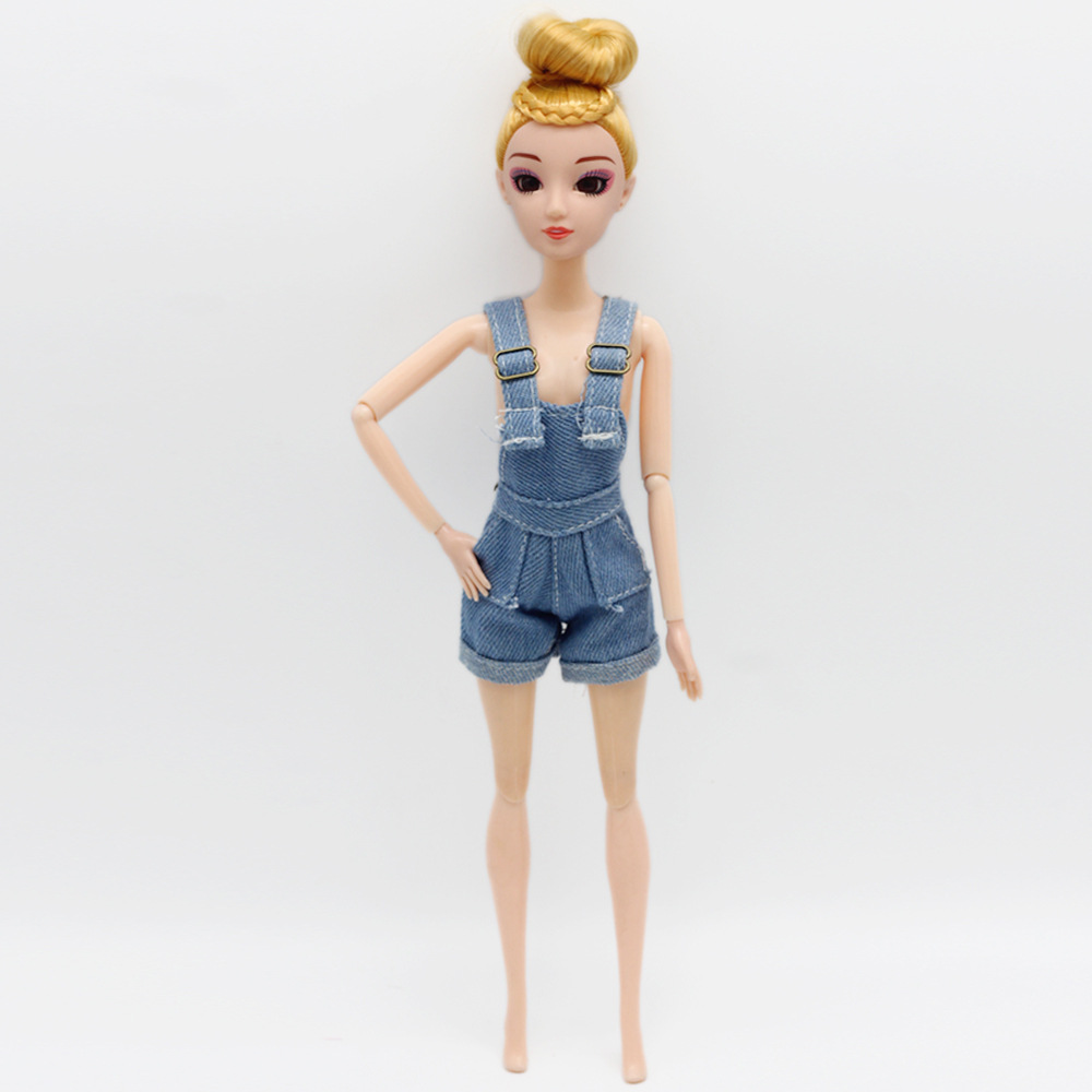巴芘洋娃娃裤娃娃衣服裤子6分bjd小布娃娃玩具配件牛仔吊带短裤
