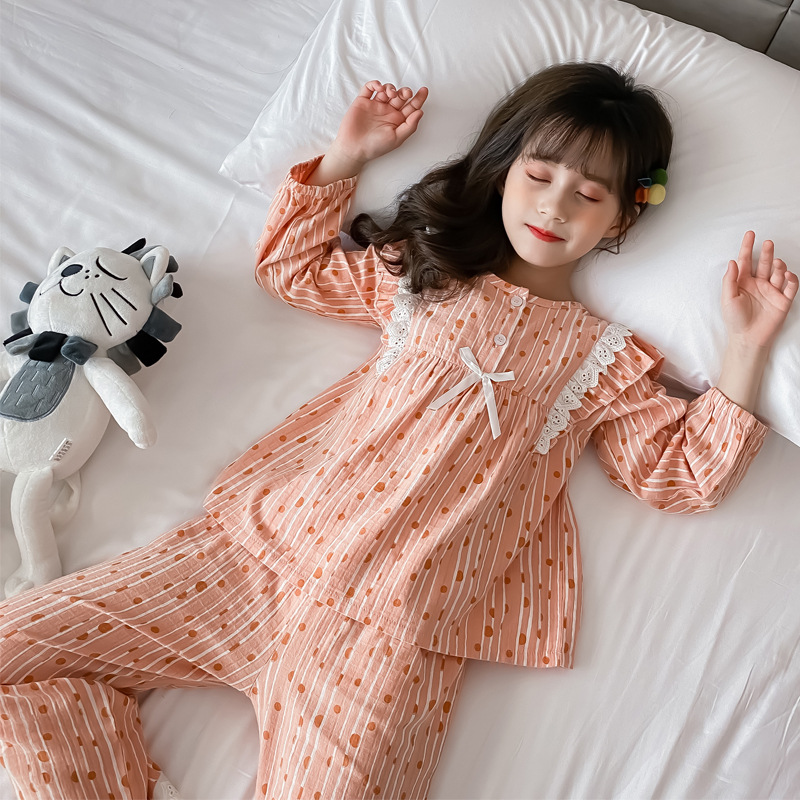 儿童睡衣女童长袖棉春秋小女孩公主大童薄款套装亲子家居服春秋季