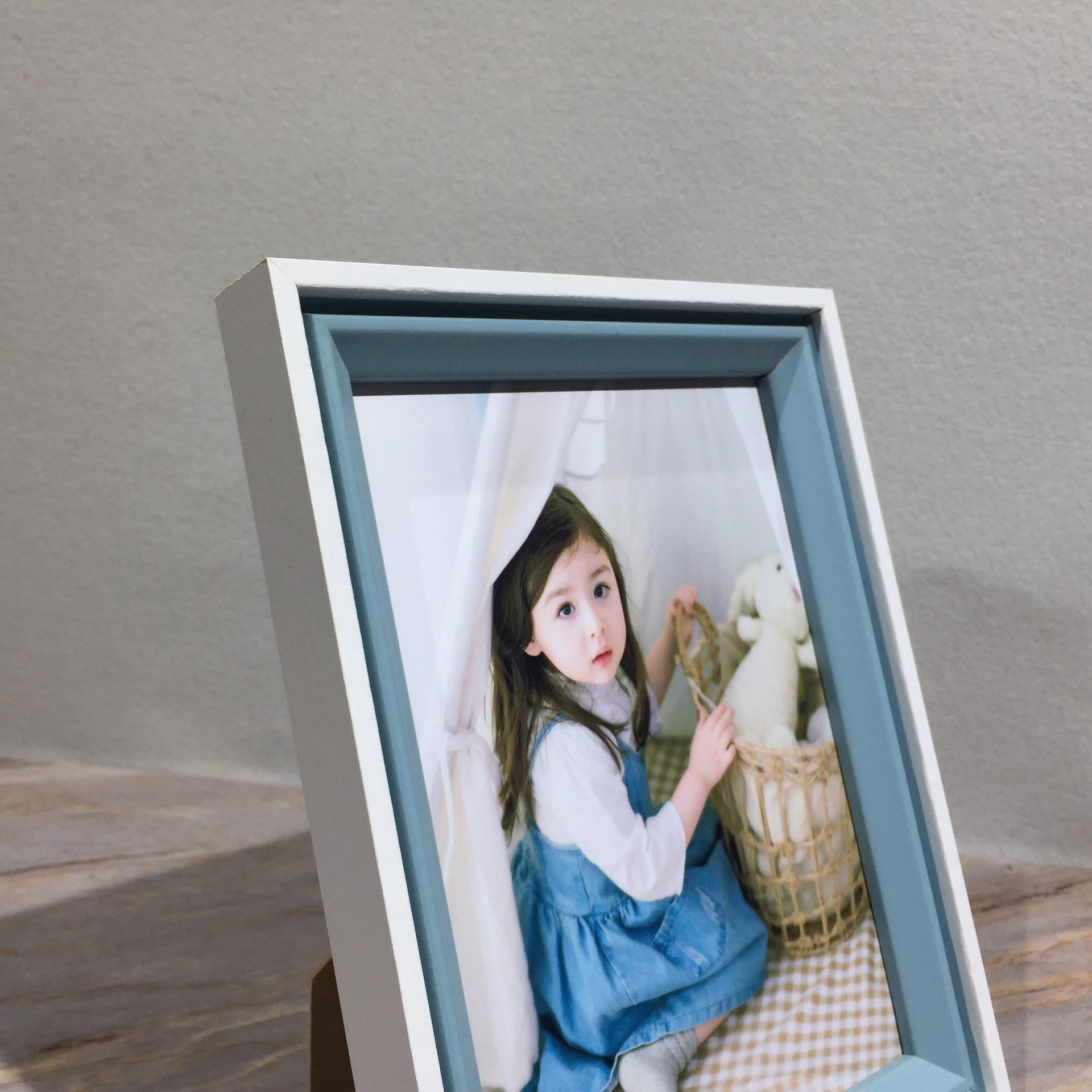 2021新款蓝色挂墙组合三件套高档儿童影楼创意18寸皮革相框