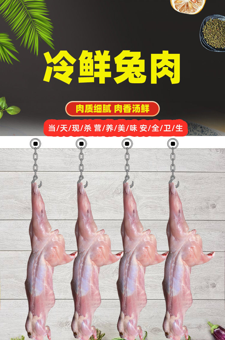 新鲜兔肉整只现杀兔子肉冷冻白条去头不去头的2.3斤左右