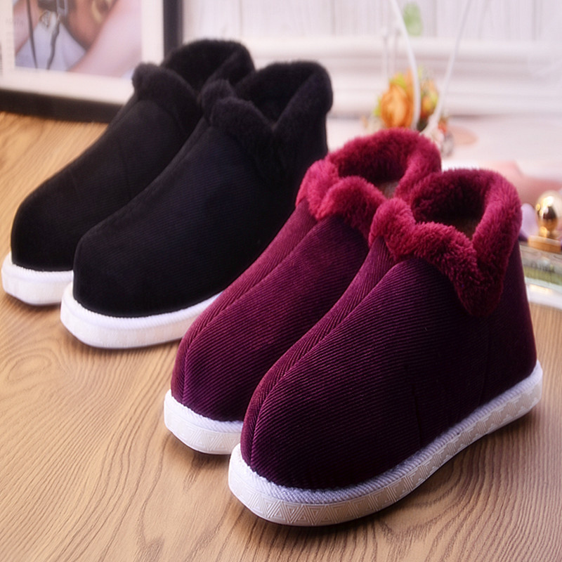 老北京手工大棉鞋男女高帮牛筋底防滑格子轻便中老年冬复古妈妈鞋