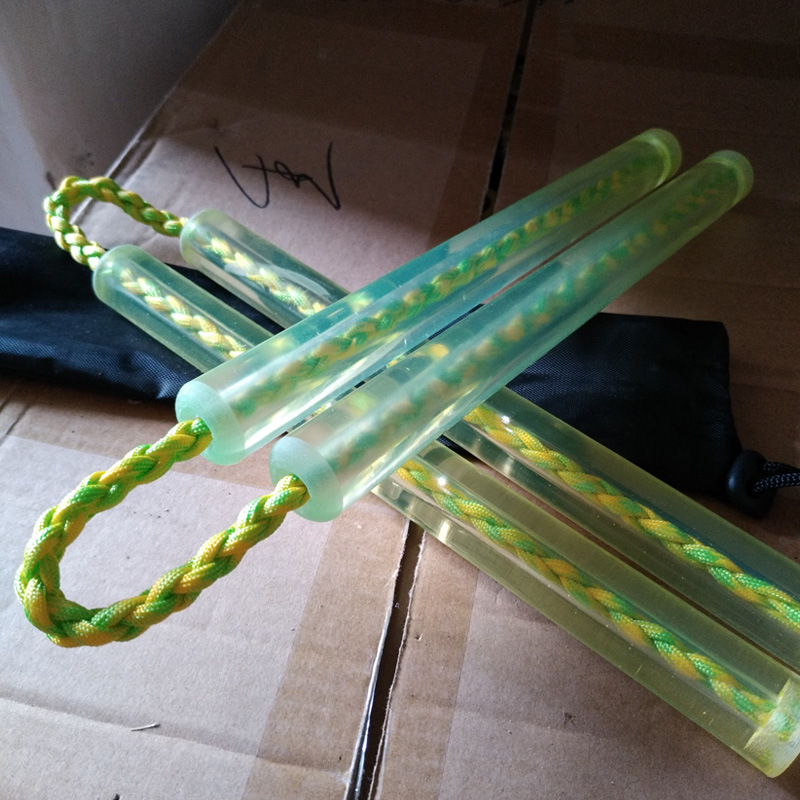 牛筋橡胶双节棍 便携防身实战透明双截棍 练习两节棍