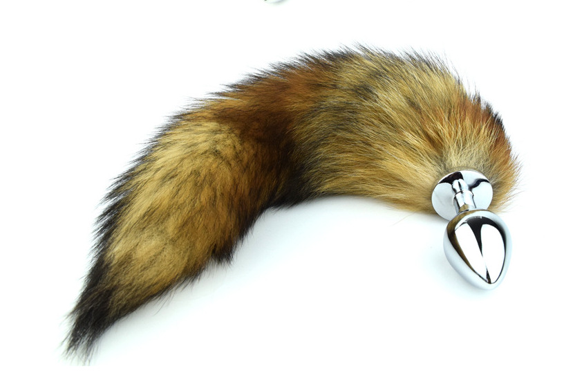 银色红狐尾巴肛塞狗尾巴红狐真毛后庭玩具成人情趣用品批发现货