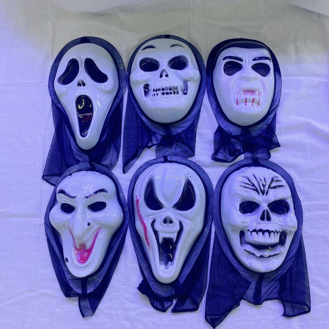 万圣节复古面具鬼节化妆舞会派对恐怖吓人骷髅头仿古全脸尖叫面具批发