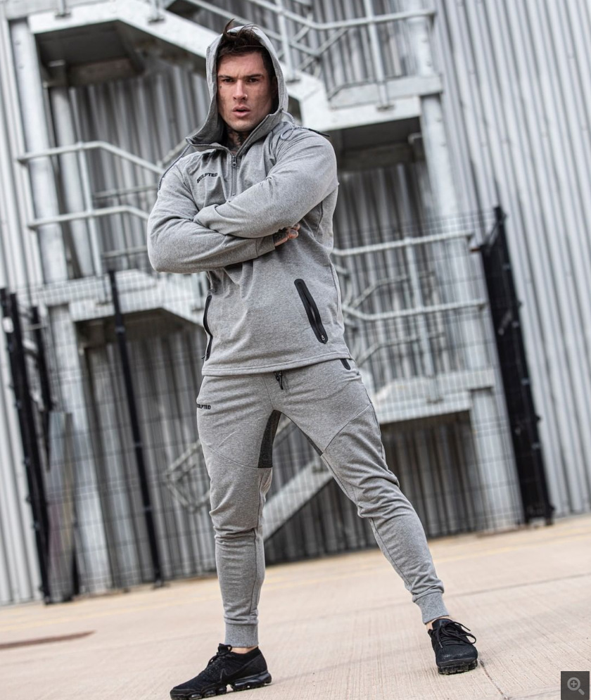 肌肉健身兄弟欧美潮牌长袖运动卫衣男士开衫连帽健身外套服装定制