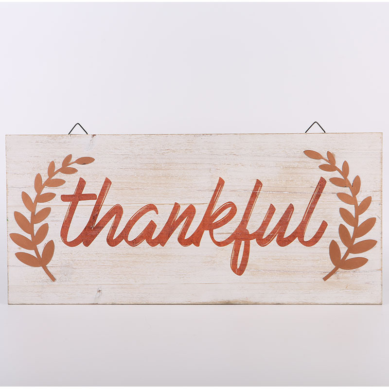 新款感恩节装饰挂牌 家居thankful装饰木板画 木质感恩节墙上挂板