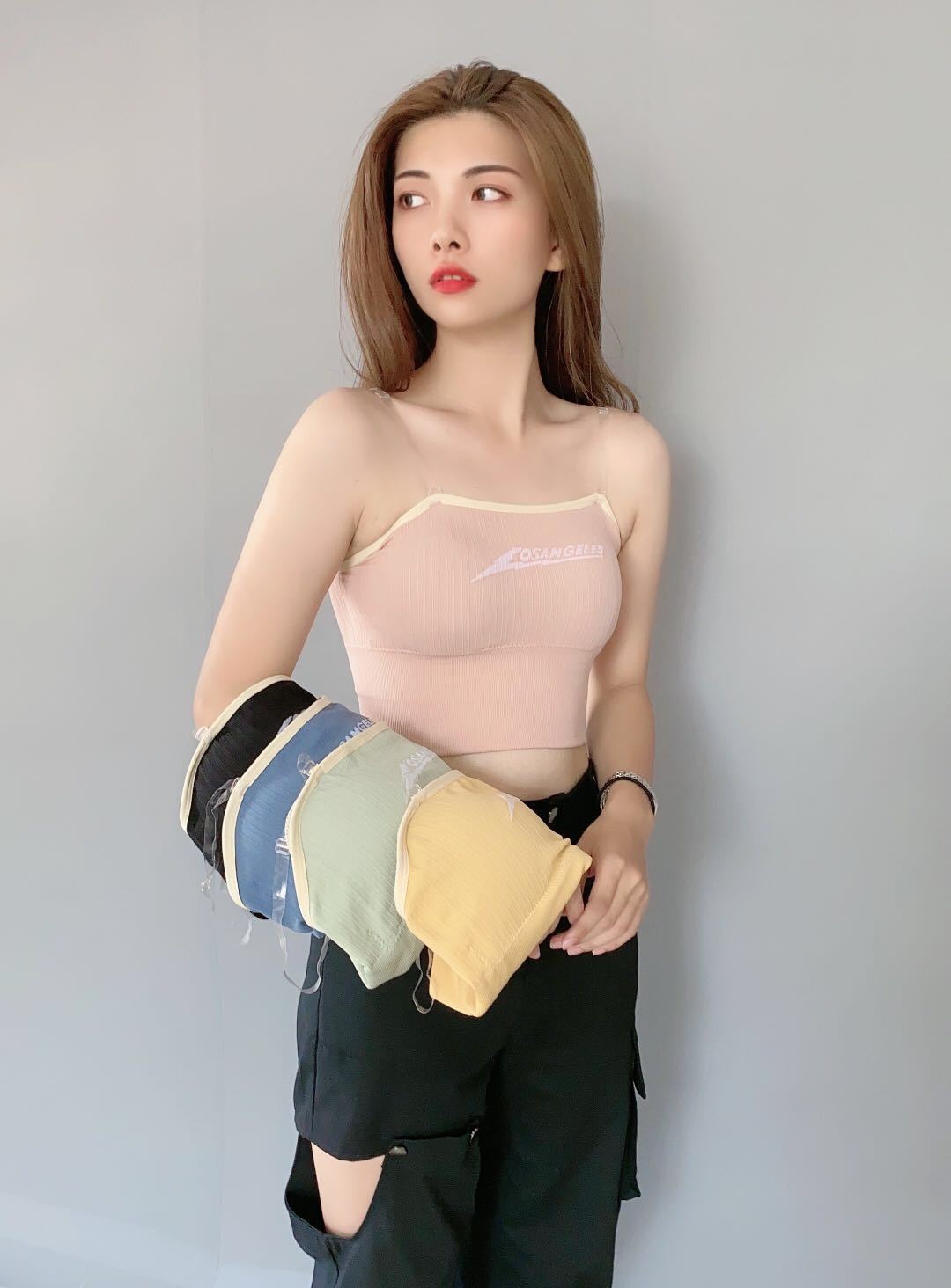 网红爆款卡卡甜茶少女背心大u型美背冰丝抹胸隐形肩带防走光内衣