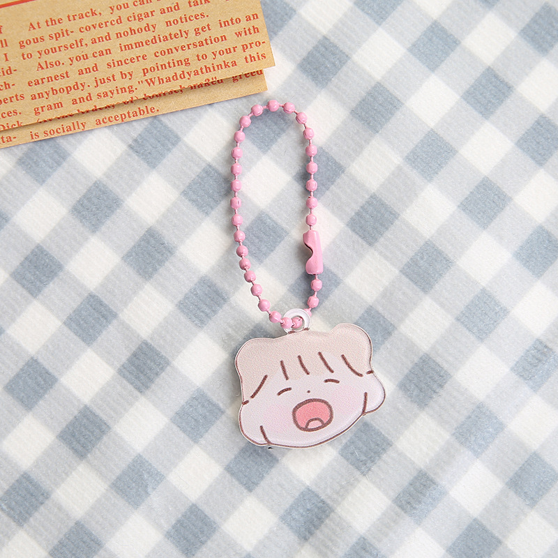 INS Cartoon Acrylic Keychain Cute Girl Bear Color Bead Necklace Keychain Handbag Pendant Key Chain