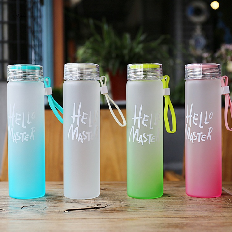 Colored Cup Plastic Cup Male and Female Students Korean Style Minimalist Water Cup Text Portable Cup Frosted Creative Advertising Tea Cup