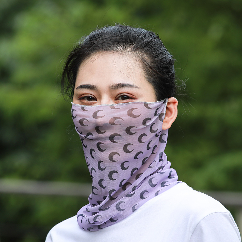 厂家直销女士夏季防晒面纱冰丝面罩花样百搭防尘遮面超薄透气口罩