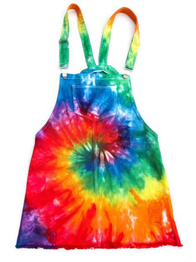 2020亚马逊独立跨境热销爆款扎染彩虹背带连体裙