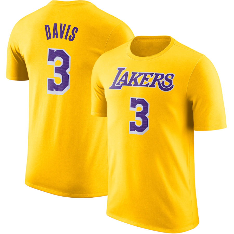 nbat恤 湖人队城市版短袖詹姆斯23号/戴维斯球衣复古版半袖训练服