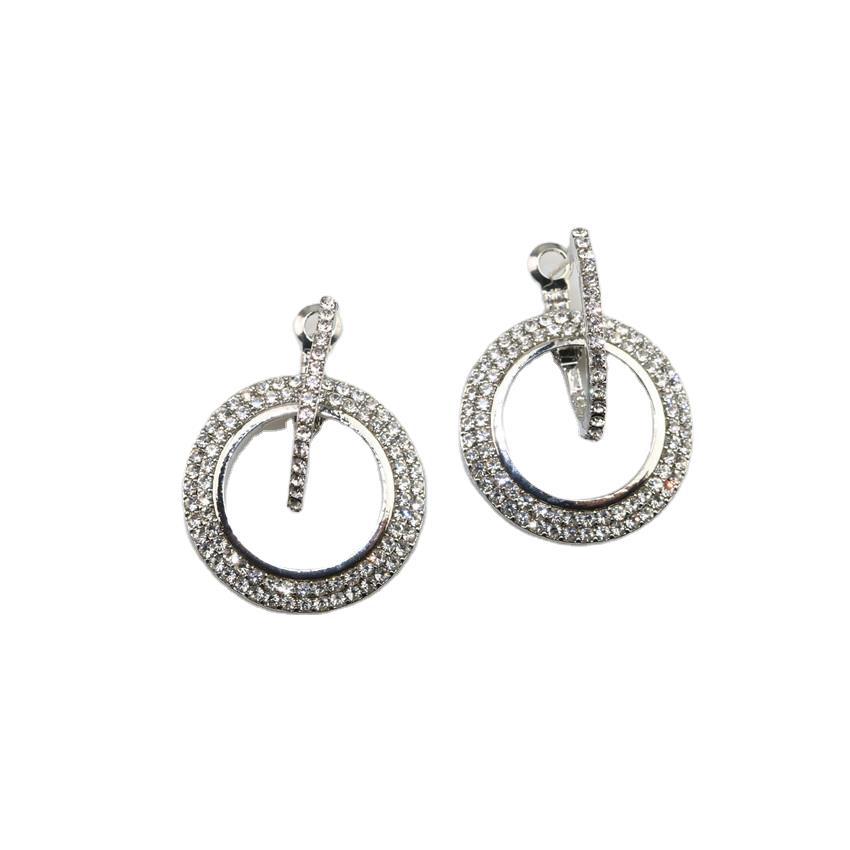 Foreign Trade Hot Sale in Europe and America Rhinestone Circle Earrings Temperamental Personalized and All-Match Popular Eardrop