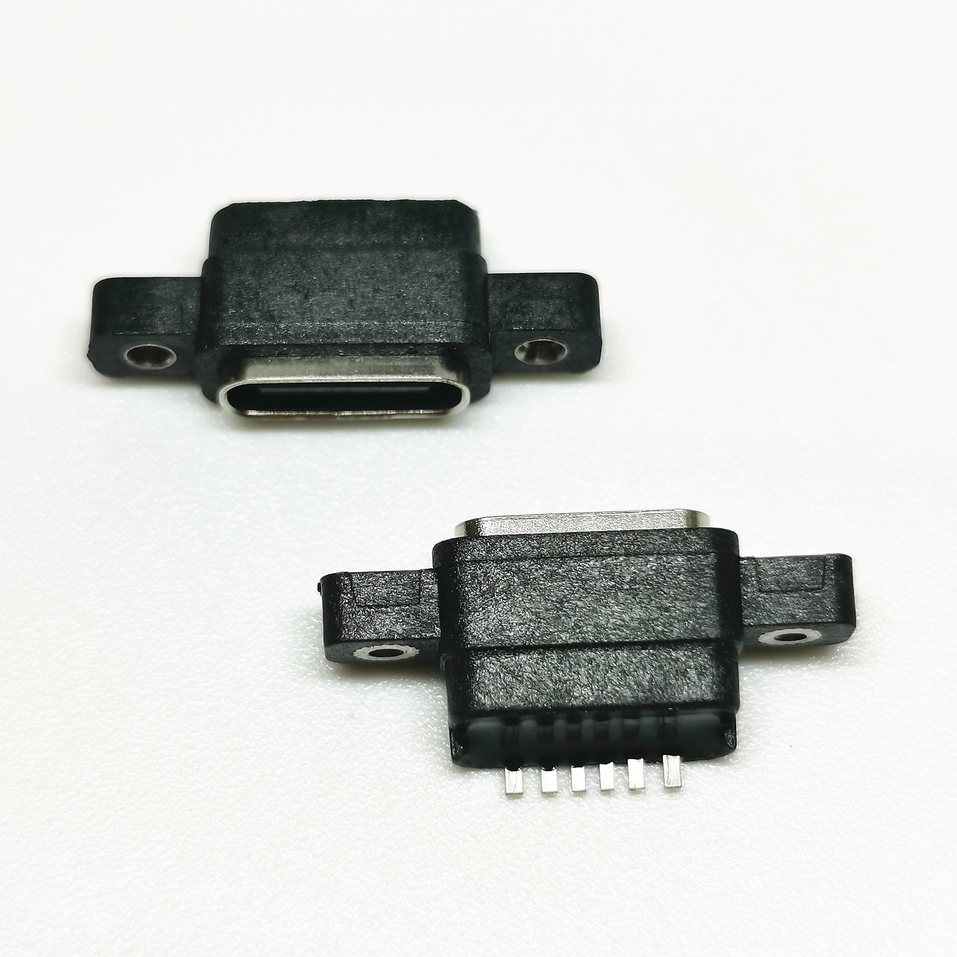 防水type-c母座6pin带双耳螺丝孔 usb3.1连接器母座防水ip67胶圈